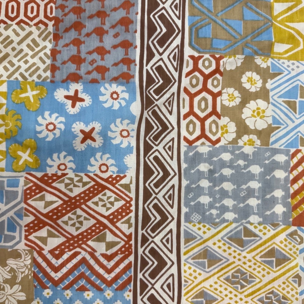 Vintage Twin Flat Sheet Patchwork Geometric Floral Boho Retro 70s Fabric
